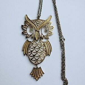 Gold Owl Pendant Necklace - Women Jewelry